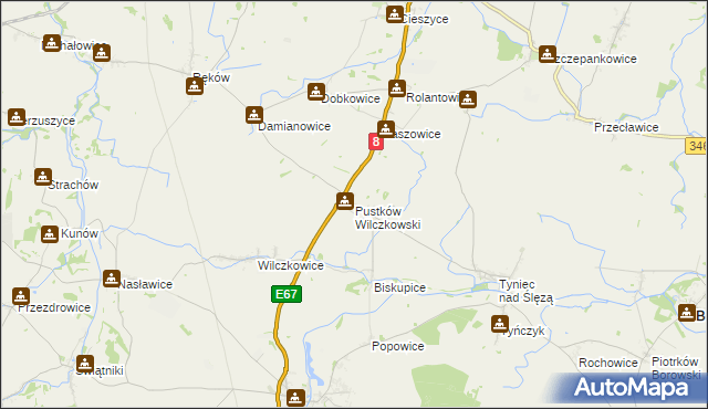 mapa Pustków Wilczkowski, Pustków Wilczkowski na mapie Targeo