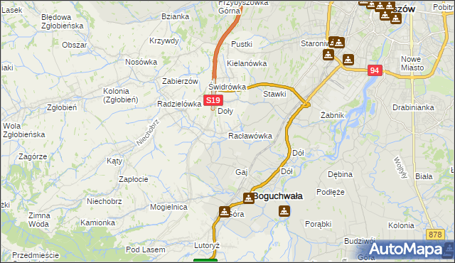 mapa Racławówka, Racławówka na mapie Targeo