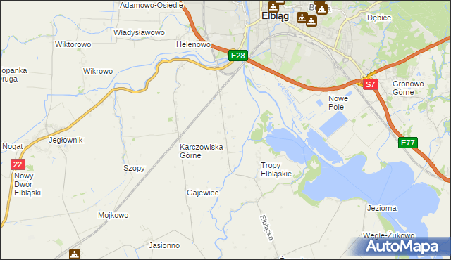 mapa Raczki Elbląskie, Raczki Elbląskie na mapie Targeo