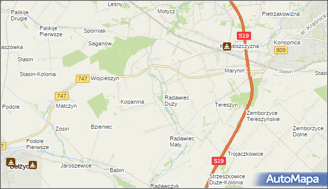 mapa Radawiec Duży, Radawiec Duży na mapie Targeo