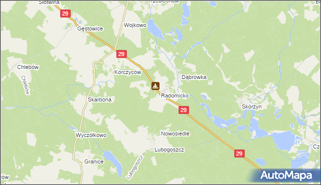 mapa Radomicko gmina Maszewo, Radomicko gmina Maszewo na mapie Targeo