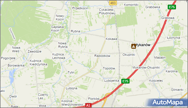 mapa Radostków, Radostków na mapie Targeo