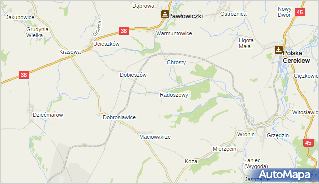 mapa Radoszowy, Radoszowy na mapie Targeo