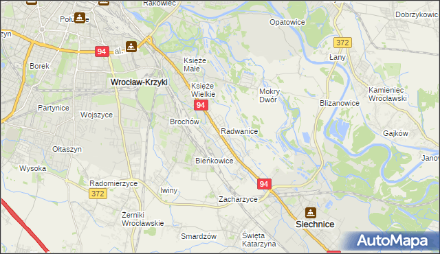 mapa Radwanice gmina Siechnice, Radwanice gmina Siechnice na mapie Targeo