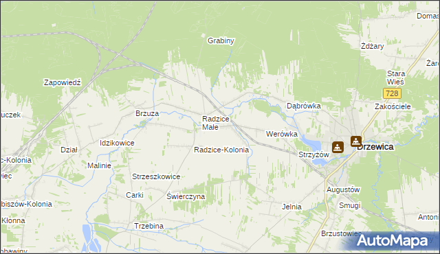 mapa Radzice Duże, Radzice Duże na mapie Targeo