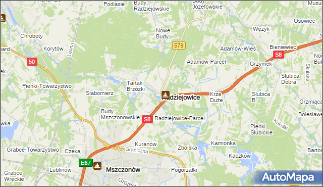 mapa Radziejowice, Radziejowice na mapie Targeo