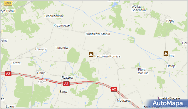 mapa Radzików-Kornica, Radzików-Kornica na mapie Targeo