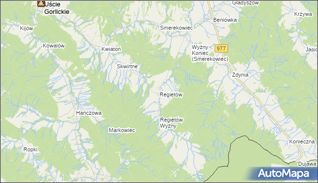 mapa Regietów, Regietów na mapie Targeo