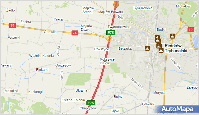 mapa Rokszyce Drugie, Rokszyce Drugie na mapie Targeo