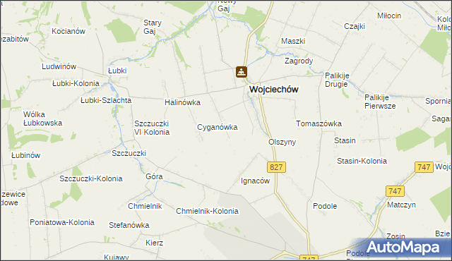 mapa Romanówka gmina Wojciechów, Romanówka gmina Wojciechów na mapie Targeo