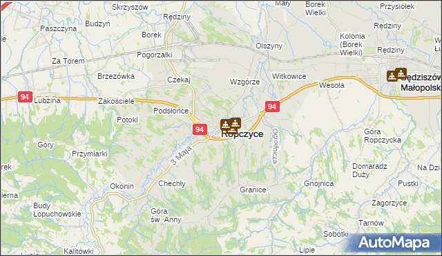 mapa Ropczyce, Ropczyce na mapie Targeo