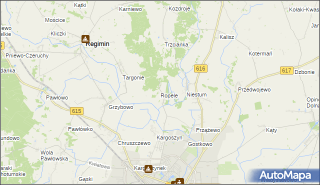 mapa Ropele, Ropele na mapie Targeo