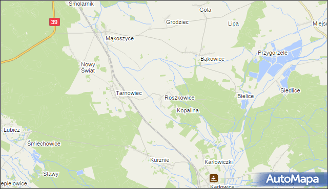 mapa Roszkowice gmina Lubsza, Roszkowice gmina Lubsza na mapie Targeo