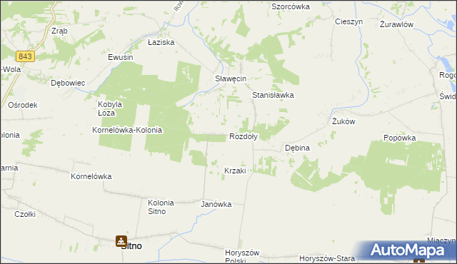 mapa Rozdoły gmina Sitno, Rozdoły gmina Sitno na mapie Targeo