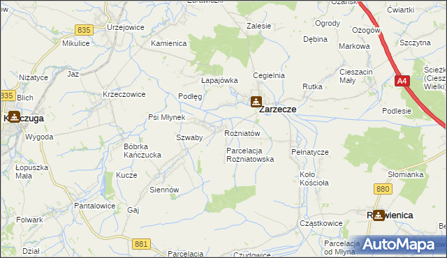 mapa Rożniatów gmina Zarzecze, Rożniatów gmina Zarzecze na mapie Targeo