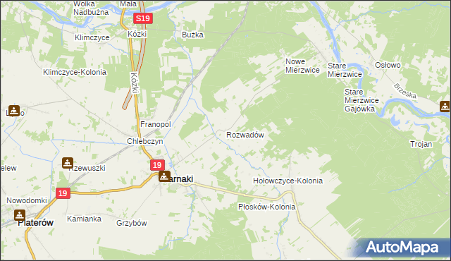 mapa Rozwadów gmina Sarnaki, Rozwadów gmina Sarnaki na mapie Targeo