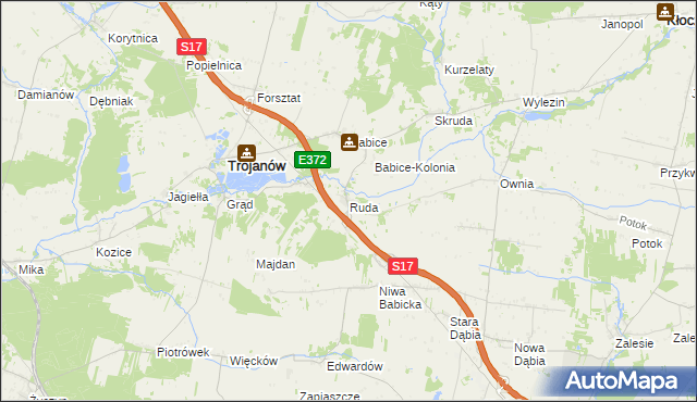 mapa Ruda gmina Trojanów, Ruda gmina Trojanów na mapie Targeo