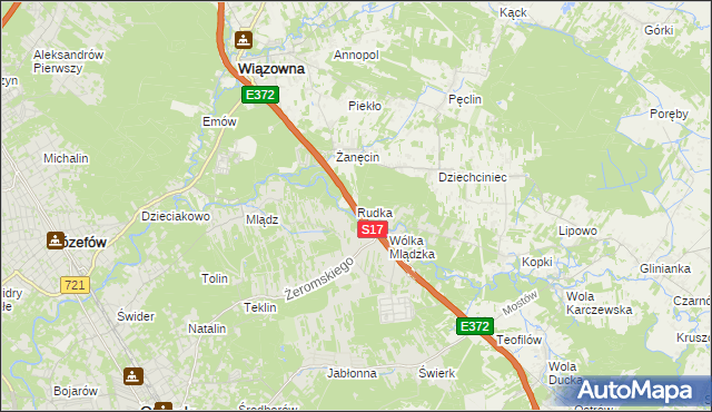 mapa Rudka gmina Wiązowna, Rudka gmina Wiązowna na mapie Targeo