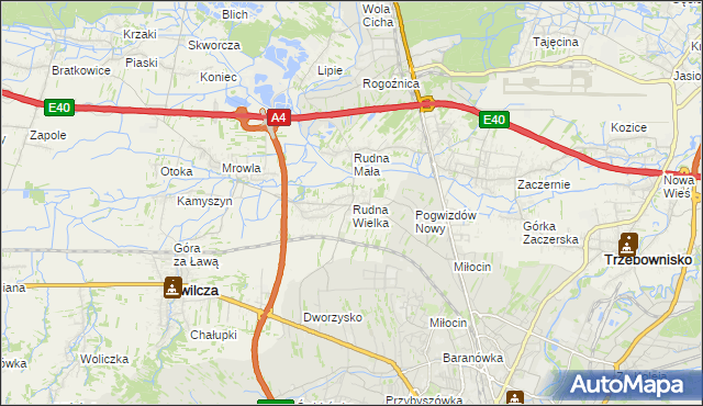 mapa Rudna Wielka gmina Świlcza, Rudna Wielka gmina Świlcza na mapie Targeo