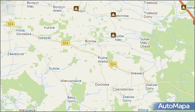 mapa Rudna Wielka gmina Wąsosz, Rudna Wielka gmina Wąsosz na mapie Targeo