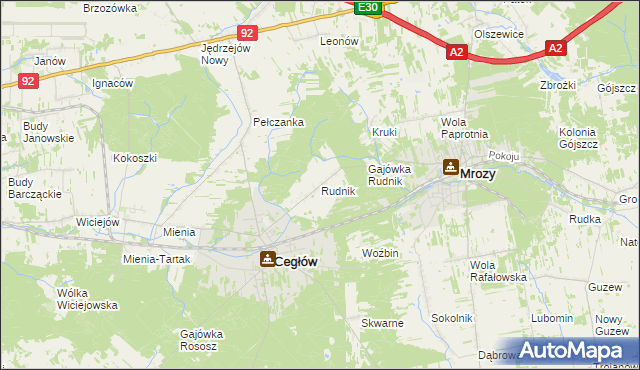 mapa Rudnik gmina Cegłów, Rudnik gmina Cegłów na mapie Targeo