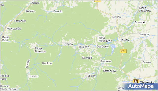 mapa Rusinów gmina Borkowice, Rusinów gmina Borkowice na mapie Targeo