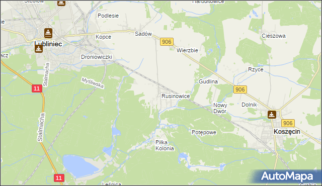 mapa Rusinowice, Rusinowice na mapie Targeo