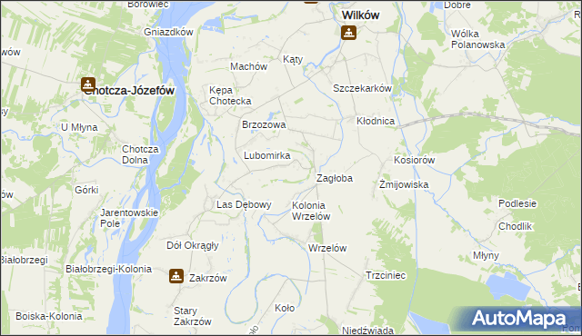 mapa Rybaki gmina Wilków, Rybaki gmina Wilków na mapie Targeo