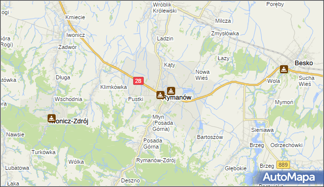 mapa Rymanów, Rymanów na mapie Targeo