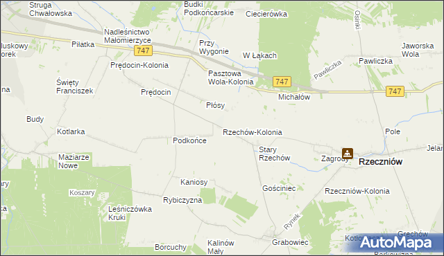 mapa Rzechów-Kolonia, Rzechów-Kolonia na mapie Targeo