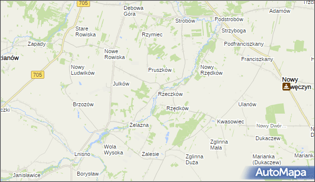 mapa Rzeczków gmina Skierniewice, Rzeczków gmina Skierniewice na mapie Targeo