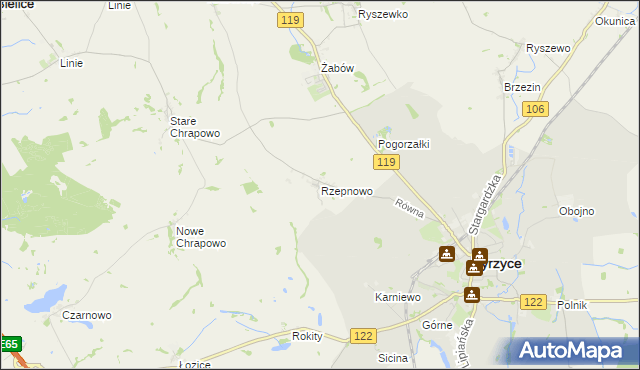 mapa Rzepnowo, Rzepnowo na mapie Targeo