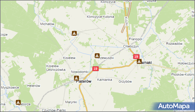 mapa Rzewuszki, Rzewuszki na mapie Targeo