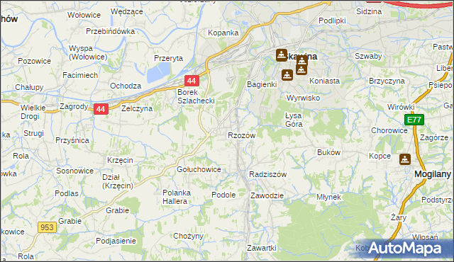 mapa Rzozów, Rzozów na mapie Targeo