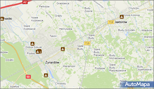 mapa Sade Budy, Sade Budy na mapie Targeo