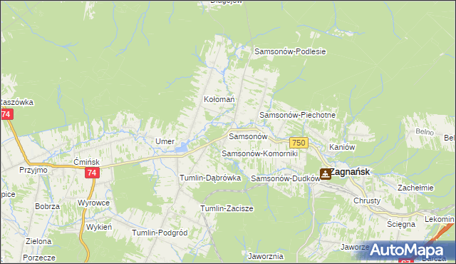 mapa Samsonów, Samsonów na mapie Targeo