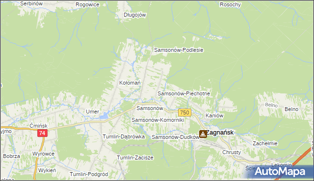 mapa Samsonów-Piechotne, Samsonów-Piechotne na mapie Targeo