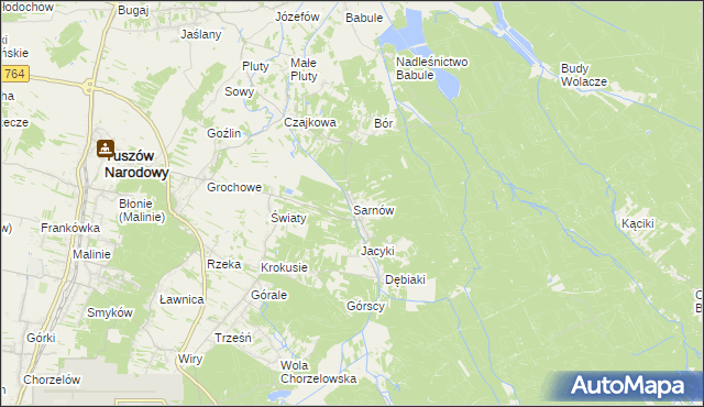 mapa Sarnów gmina Tuszów Narodowy, Sarnów gmina Tuszów Narodowy na mapie Targeo