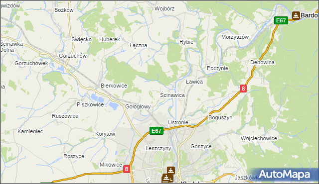 mapa Ścinawica, Ścinawica na mapie Targeo