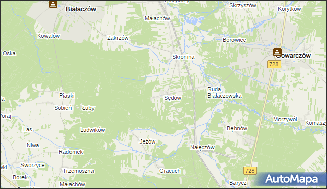 mapa Sędów gmina Białaczów, Sędów gmina Białaczów na mapie Targeo