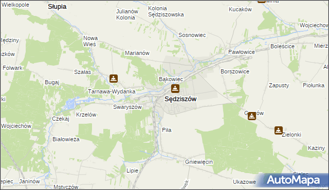 mapa Sędziszów, Sędziszów na mapie Targeo
