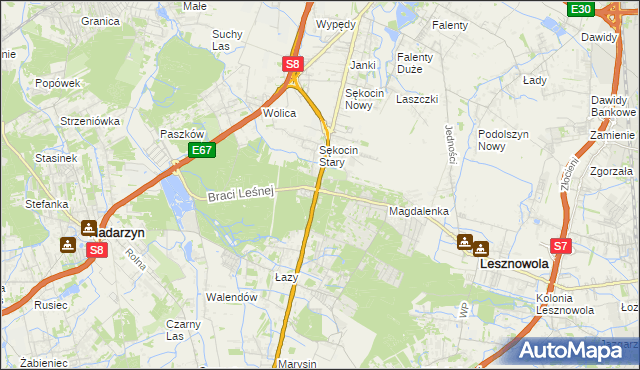 mapa Sękocin-Las, Sękocin-Las na mapie Targeo