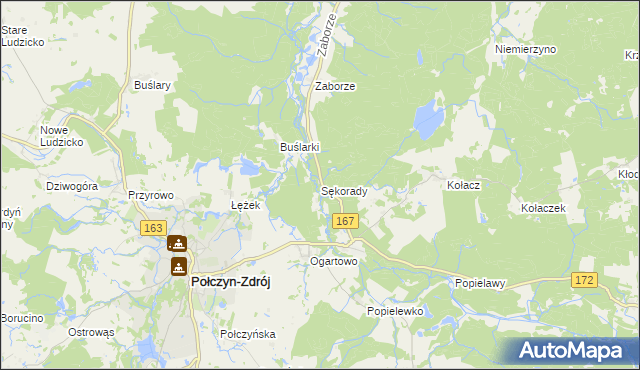 mapa Sękorady, Sękorady na mapie Targeo