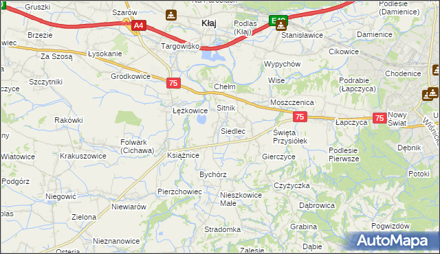 mapa Siedlec gmina Bochnia, Siedlec gmina Bochnia na mapie Targeo