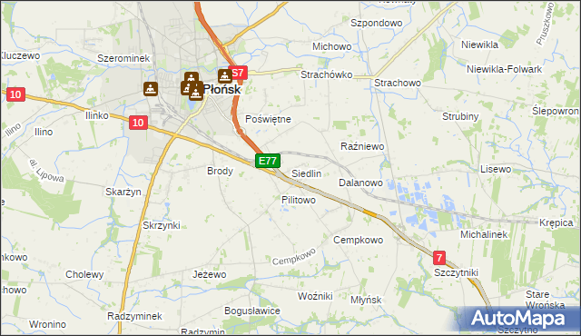 mapa Siedlin, Siedlin na mapie Targeo