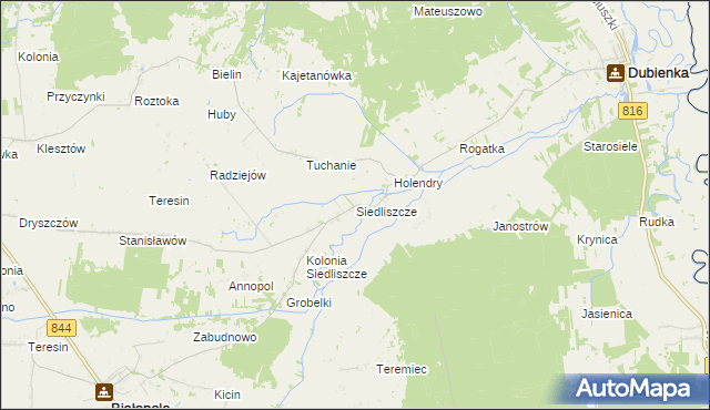 mapa Siedliszcze gmina Dubienka, Siedliszcze gmina Dubienka na mapie Targeo