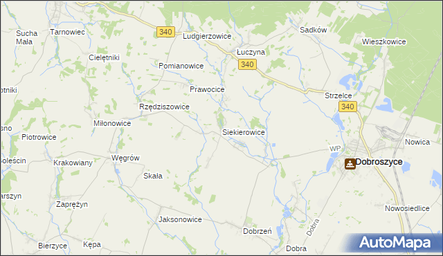 mapa Siekierowice, Siekierowice na mapie Targeo