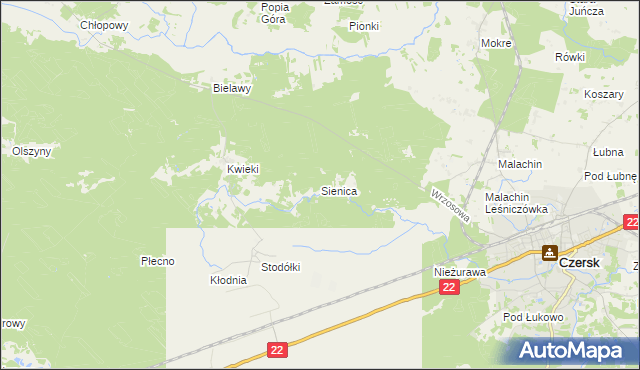 mapa Sienica gmina Czersk, Sienica gmina Czersk na mapie Targeo