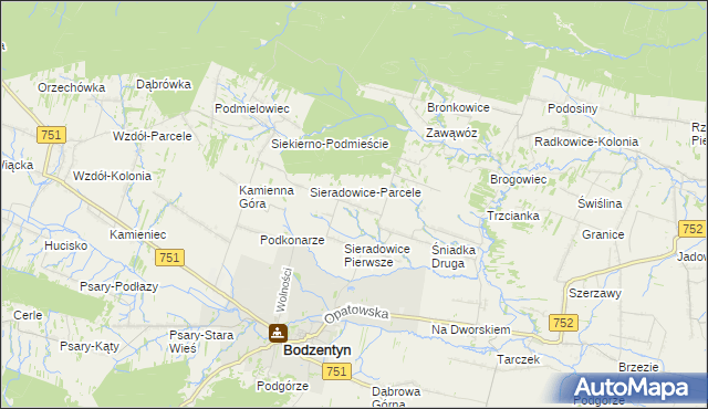 mapa Sieradowice Drugie, Sieradowice Drugie na mapie Targeo