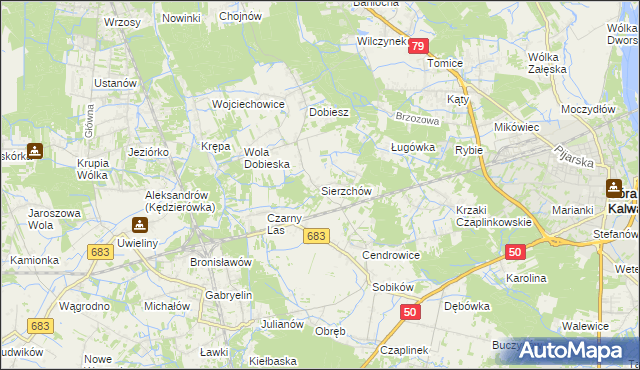 mapa Sierzchów gmina Góra Kalwaria, Sierzchów gmina Góra Kalwaria na mapie Targeo